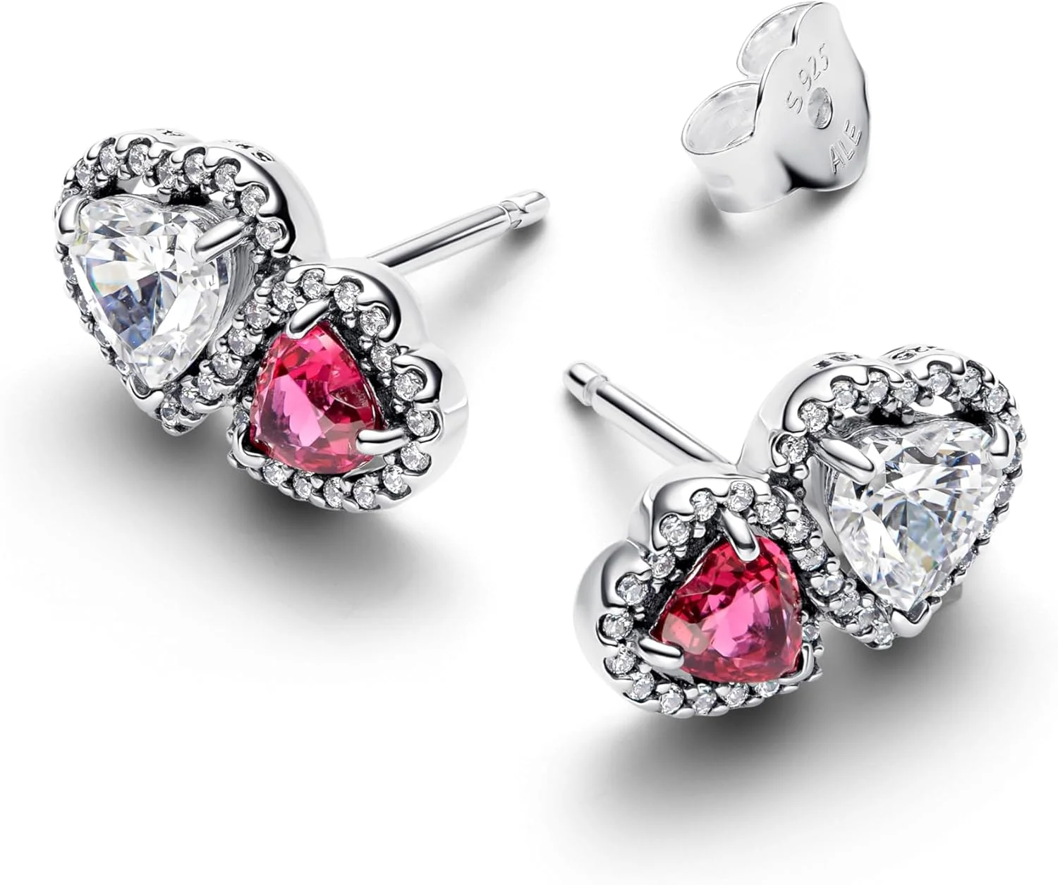 گوشواره های میخی نقره استرلینگ طرح قلب پاندورا