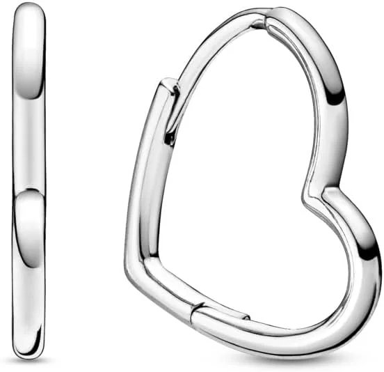 گوشواره حلقه ای قلب نامتقارن نقره استرلینگ زنانه پاندورا Moments