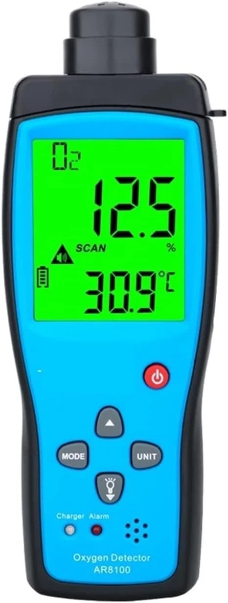 TTGLRT دستگاه تشخیص گاز، اکسیژن متر دیجیتال O2، آلارم صوتی و نوری، صفحه نمایش LCD با قابلیت نمایش دما (Ar8100)