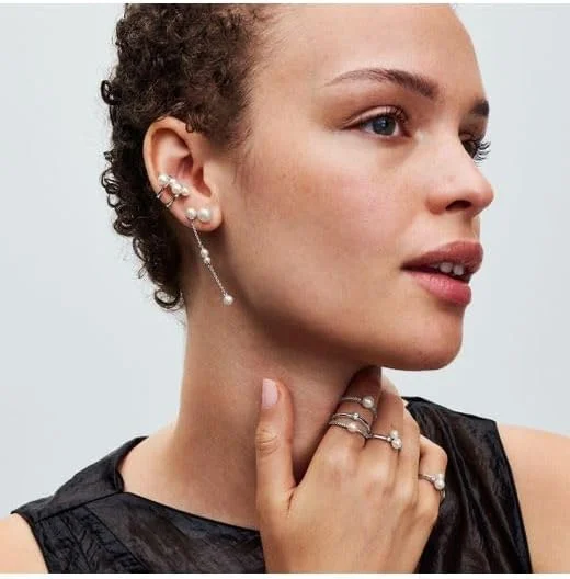 گوشواره میخی مروارید پرورشی آب شیرین 7 میلی متری پاندورا Timeless نقره استرلینگ 293169C01، 7.8x 7.4x 7.4 میلی متر، نقره استرلینگ، بدون سنگ قیمتی