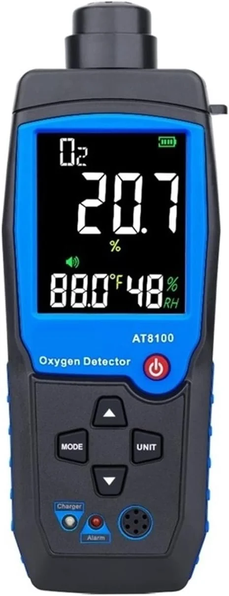 TTGLRT دستگاه تشخیص گاز، اکسیژن متر دیجیتال O2، آلارم صوتی و نوری، صفحه نمایش LCD با قابلیت نمایش دما (Ar8100)