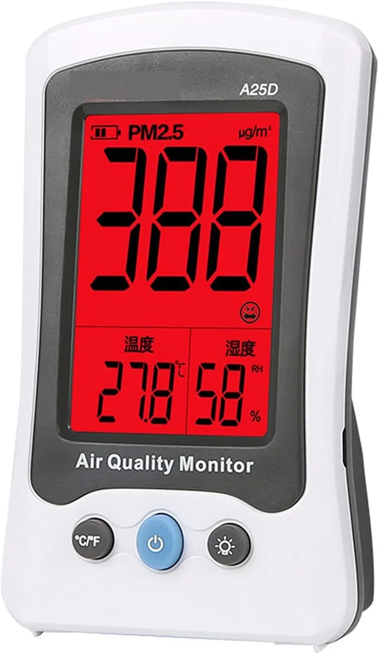 دتکتور گاز TTGLRT مدل A25D، دتکتور مه، تستر کیفیت هوای PM2.5 خانگی، تشخیص مه، آلارم با صدای بلند و نمایشگر دیجیتال LCD
