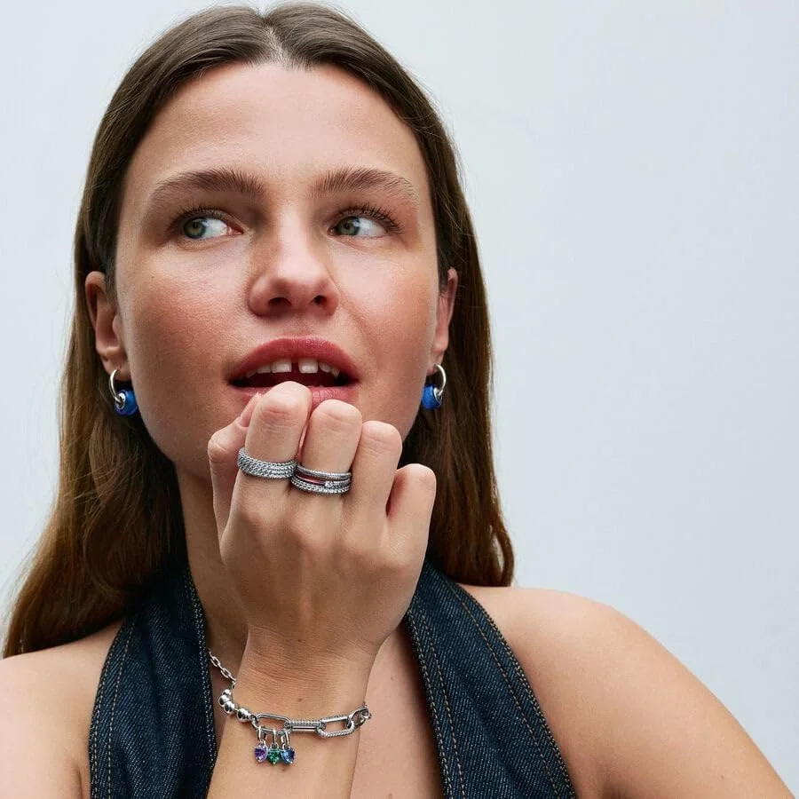 گوشواره های حلقه ای نقره استرلینگ پاندورا Moments