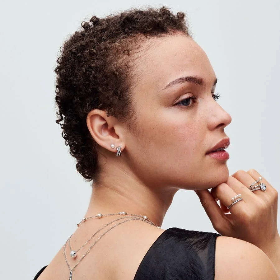 گوشواره های میخی مروارید پرورشی آب شیرین 4.5 میلی متری PANDORA Timeless، نقره استرلینگ 293168C01، 5x 4,5x 4,5 میلی متر، نقره استرلینگ، بدون سنگ قیمتی