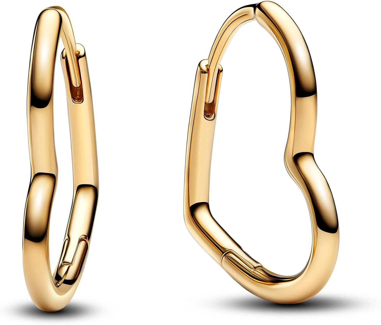 گوشواره های حلقه ای نامتقارن قلبی شکل با روکش طلای 14 عیار پاندورا، کوچک، رزگلد زنانه