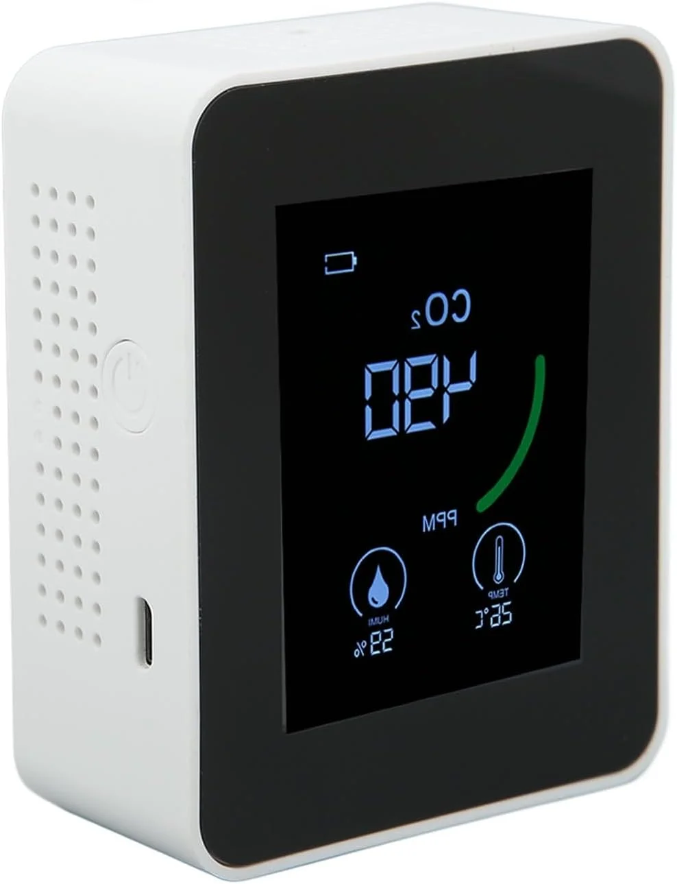 دستگاه تشخیص دی اکسید کربن مادون قرمز 3 در 1 Topyond، مانیتور کیفیت هوای قابل اعتماد، تستر دما و رطوبت، ضد تداخل، ایده آل برای خانه و دفتر (سفید)