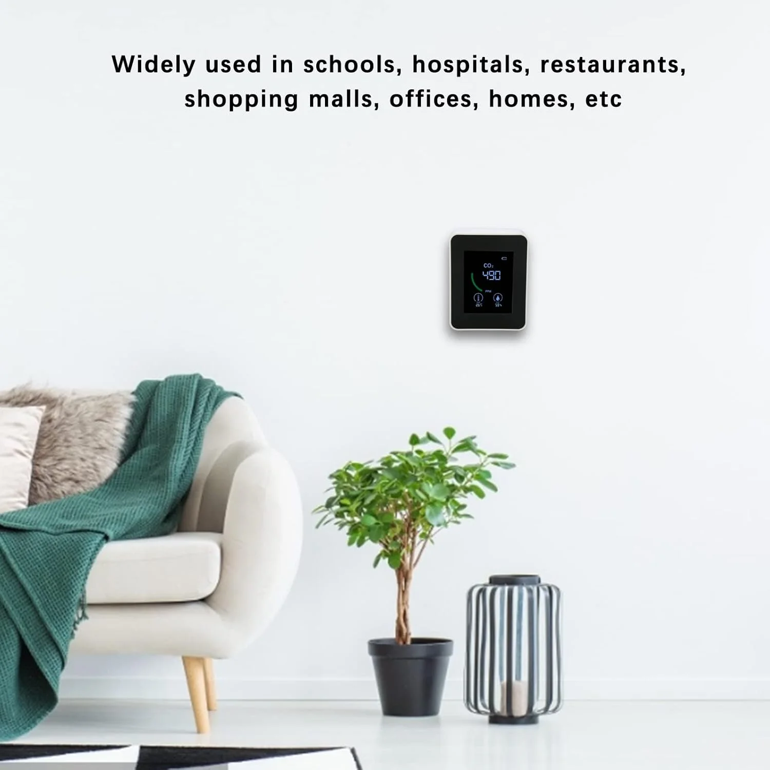 دستگاه تشخیص دی اکسید کربن مادون قرمز 3 در 1 Topyond، مانیتور کیفیت هوای قابل اعتماد، تستر دما و رطوبت، ضد تداخل، ایده آل برای خانه و دفتر (سفید)