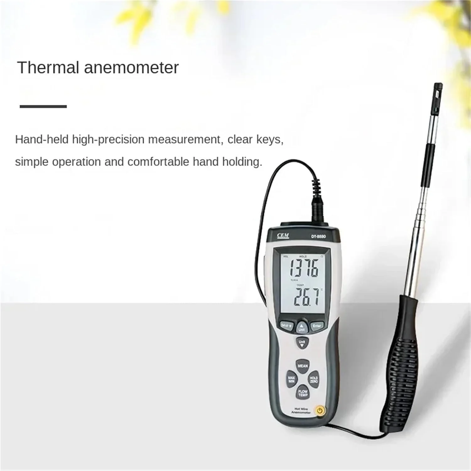 بادسنج حرارتی هات لاین DT-8880 برای اندازه گیری دما/سرعت باد/حجم هوا/دمای باد