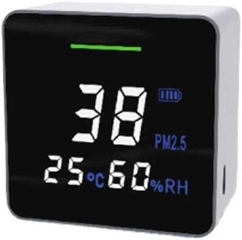 مانیتور کیفیت هوا PM2.5، دما، رطوبت، تشخیص آلودگی هوای داخلی به صورت لحظه ای، کوچک و قابل حمل با عمر باتری طولانی