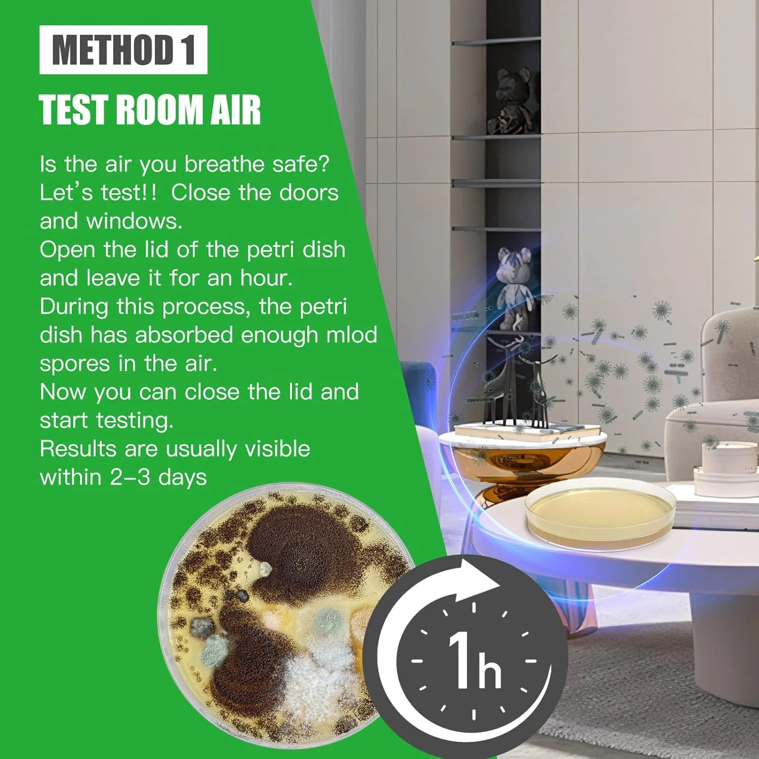 کیت تست کپک خانگی شامل 12 تست جداگانه، آشکارساز DIY در خانه، کپک سطحی HVAC، کیت تست داخلی، تست کیفیت هوا، تست کپک سیاه، شامل راهنمای مفصل