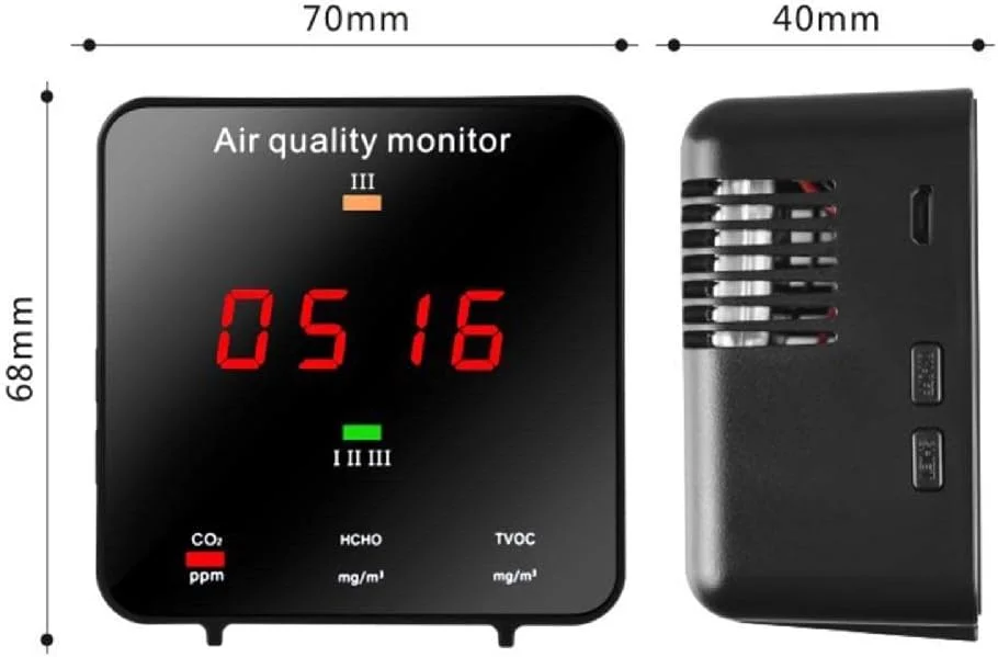 دستگاه تست کیفیت هوا، سنسور دما و رطوبت، مانیتور دی اکسید کربن، TVOC، فرمالدئید HCHO