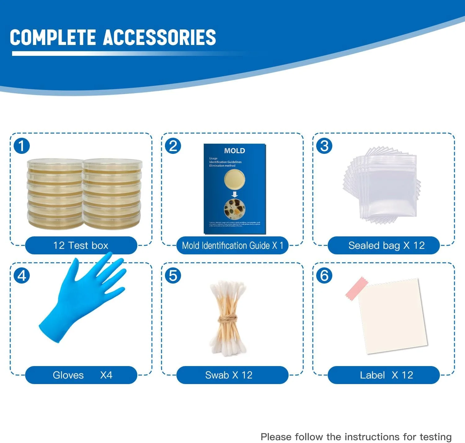 کیت تست کپک برای خانه - کیت تست کپک DIY با 12 تست جداگانه - آشکارساز کپک سیاه - تست کننده کیفیت هوای داخل ساختمان - راهنمای شناسایی کپک - تجزیه و تحلیل آزمایشگاهی رایگان - آشکارساز کپک سریع و قابل اعتماد در خانه