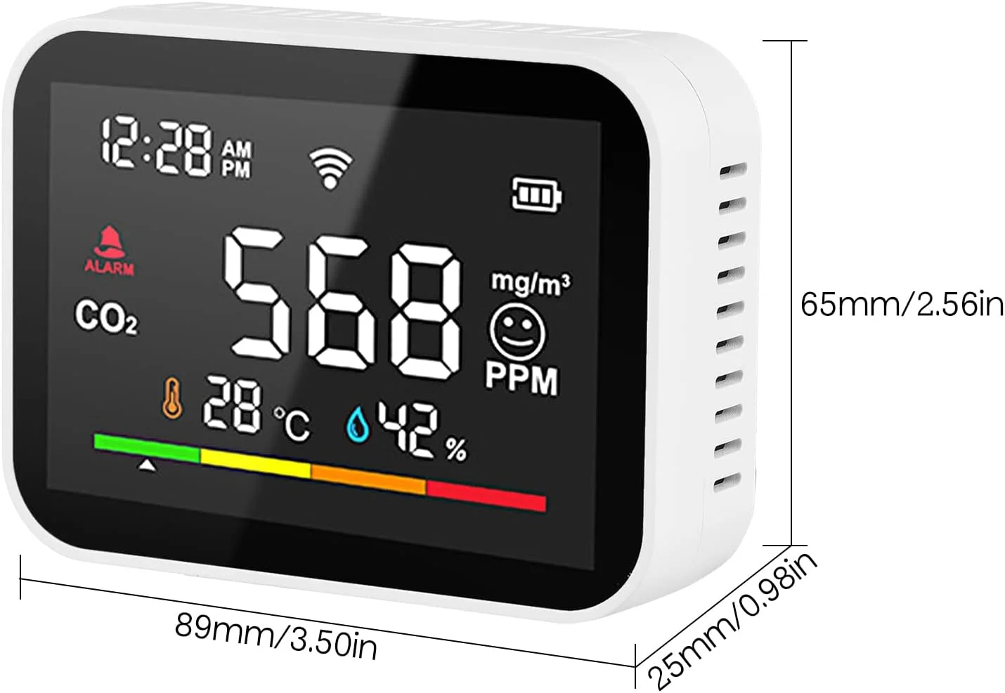 دستگاه هوشمند WiFi CO2 قابل حمل، متر سنجش کیفیت CO2، صفحه نمایش LCD، تست دما و رطوبت، دستگاه چند منظوره تشخیص CO2، دما و رطوبت، تشخیص دی اکسید کربن، اتصال هوشمند DOOMUN