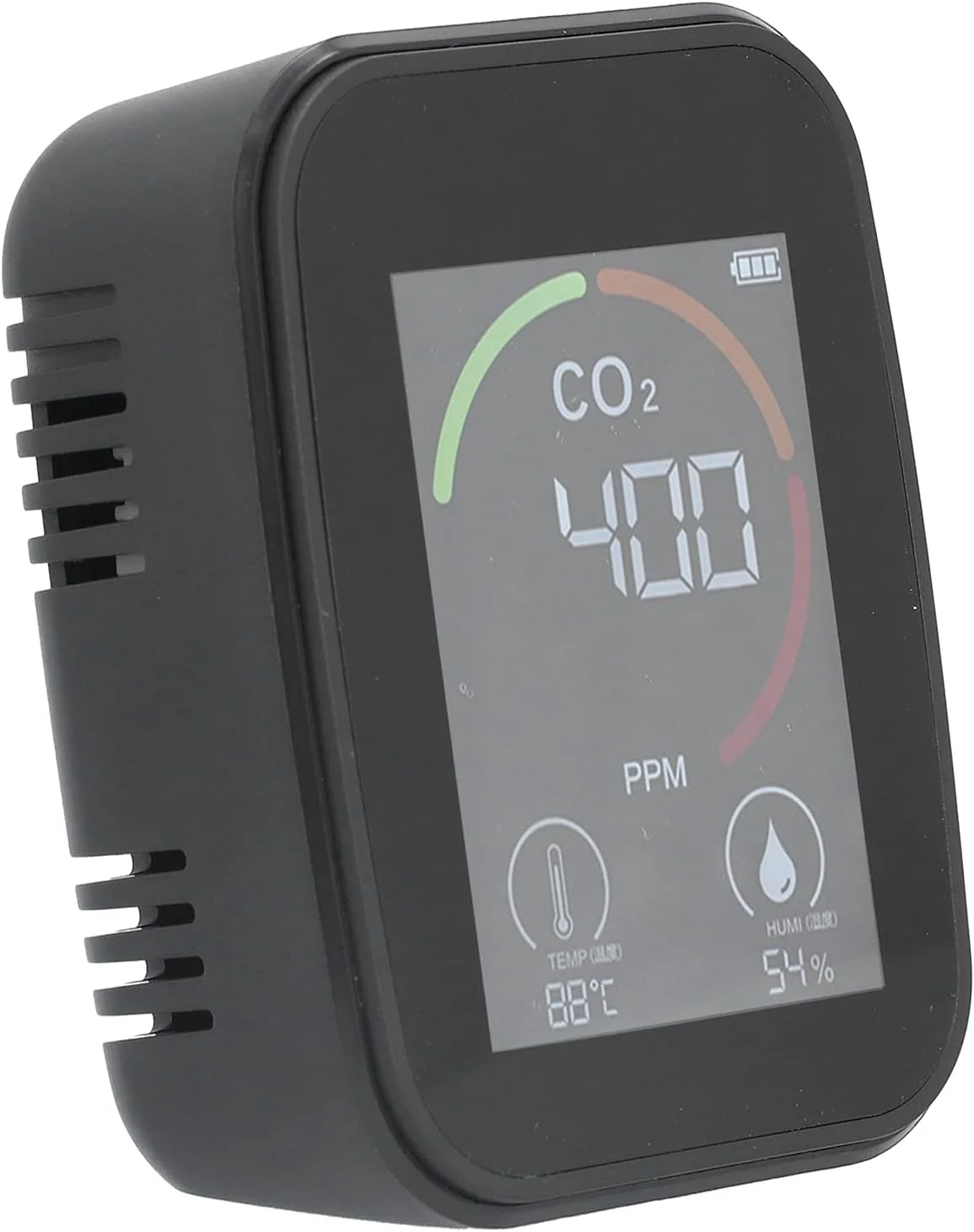 تستر دما و رطوبت، آشکارساز کیفیت هوا با حالت هشدار قابل حمل، آشکارساز TVOC با دقت بالا، صرفه جویی در فضا برای باشگاه، اتاق نشیمن و دفتر (مشکی)