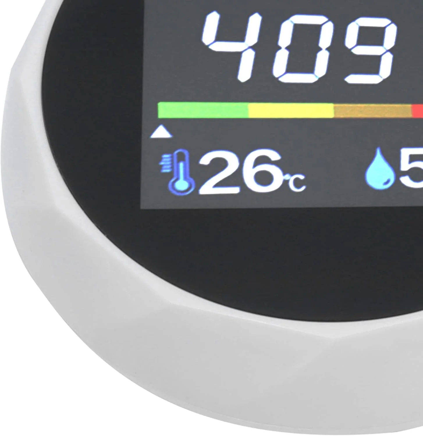 مانیتور کیفیت هوا، دماسنج رطوبت سنج قابل حمل با شارژ USB، تستر دی اکسید کربن با دقت بالا برای خانه، دفتر و سالن ورزشی (سفید)