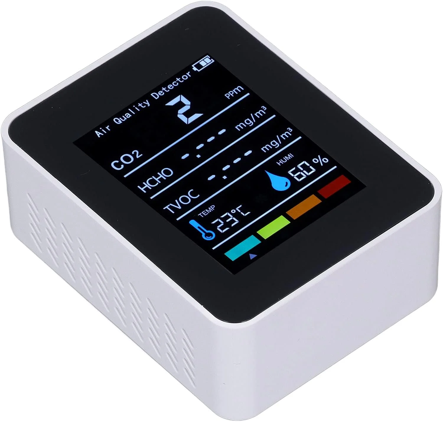 مانیتور دما و رطوبت، ردیاب کیفیت هوا CO2 سفید ABS با نمایش لحظه ای برای آزمایشگاه ها و منزل