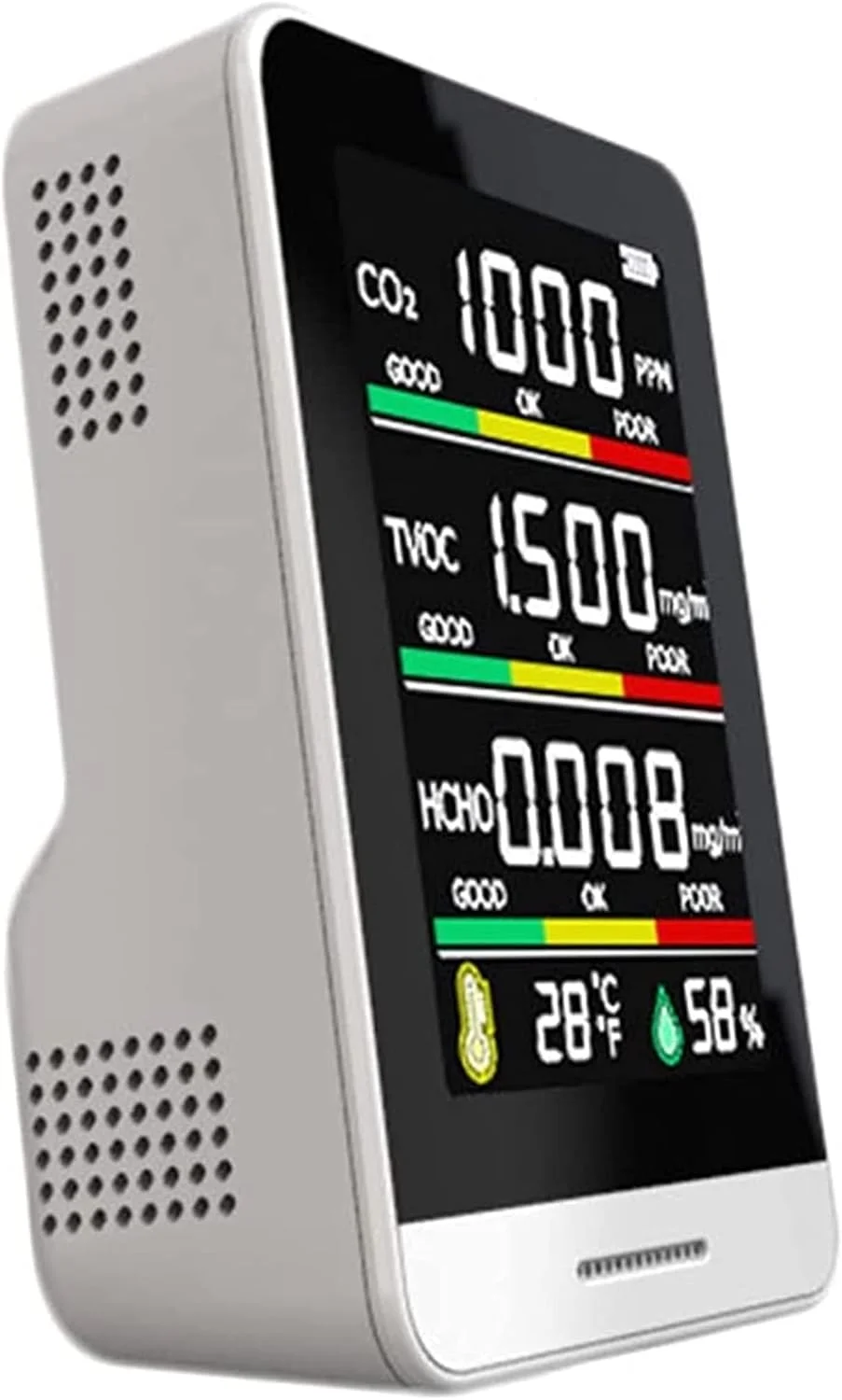 دستگاه سنجش دی اکسید کربن SVASTY، دماسنج و رطوبت سنج داخلی، قابل نصب روی دیوار، آشکارساز دی اکسید کربن، مانیتور کیفیت هوا، سنسور NDIR