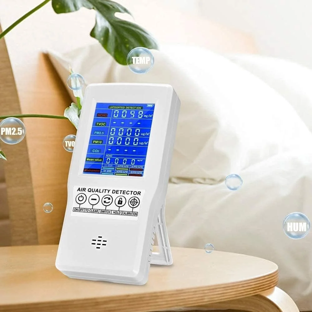 دستگاه سنجش کیفیت هوا SVASTY، ردیاب CO2 داخلی قابل شارژ، تستر فرمالدئید TVOC PM2.5/PM10 برای خانه، دفتر، مدرسه، بادوام