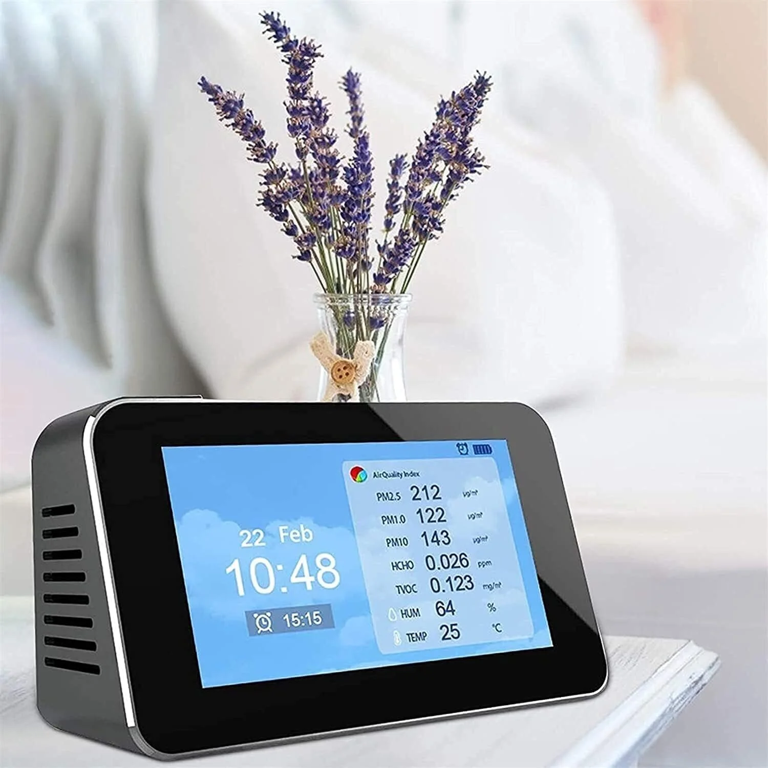 دستگاه سنجش کیفیت هوا SVASTY با سنسور مستقل 12 در 1، آنالیزور ذرات TVOC/PM2.5/PM10/HCHO/گرد و غبار برای تست و تشخیص کیفیت هوای داخل و خارج