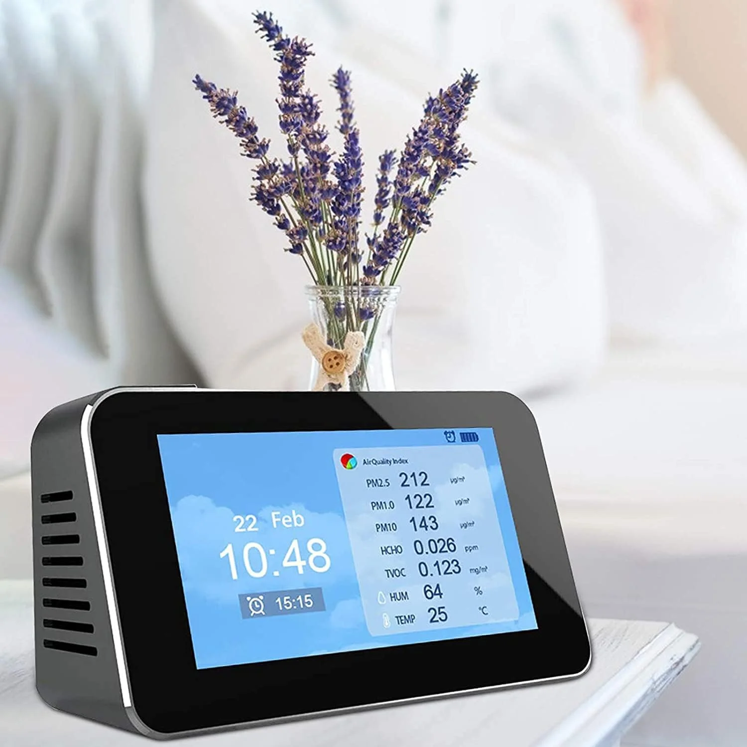 دستگاه سنجش کیفیت هوا SVASTY، سنسور مستقل 12 در 1، آنالیزور ذرات CO2/TVOC/PM2.5/PM10/HCHO/گرد و غبار برای داخل و خارج از منزل