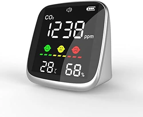 دستگاه سنجش کیفیت هوا SVASTY، بسته 2 عددی ردیاب قابل حمل CO2، دستگاه سنجش کیفیت هوا، تنظیم دستی میزان هشدار CO2 و قابلیت خاموش کردن صدا، تشخیص CO2
