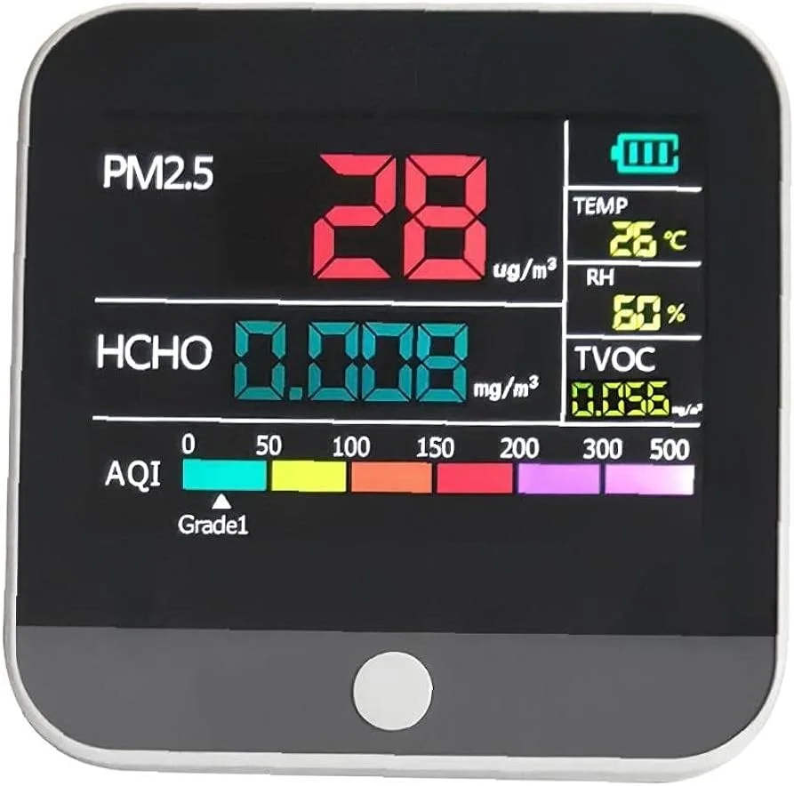 دستگاه تشخیص کیفیت هوا SVASTY برای آلودگی داخلی با نمایشگر دما و رطوبت برای لوازم جانبی ابزار اندازه گیری منزل و محل کار، بادوام