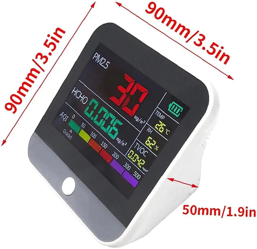 دستگاه تشخیص کیفیت هوا SVASTY برای آلودگی داخلی با نمایشگر دما و رطوبت برای لوازم جانبی ابزار اندازه گیری منزل و محل کار، بادوام