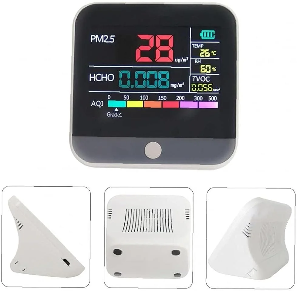 دستگاه تشخیص کیفیت هوا SVASTY برای آلودگی داخلی با نمایشگر دما و رطوبت برای لوازم جانبی ابزار اندازه گیری منزل و محل کار، بادوام
