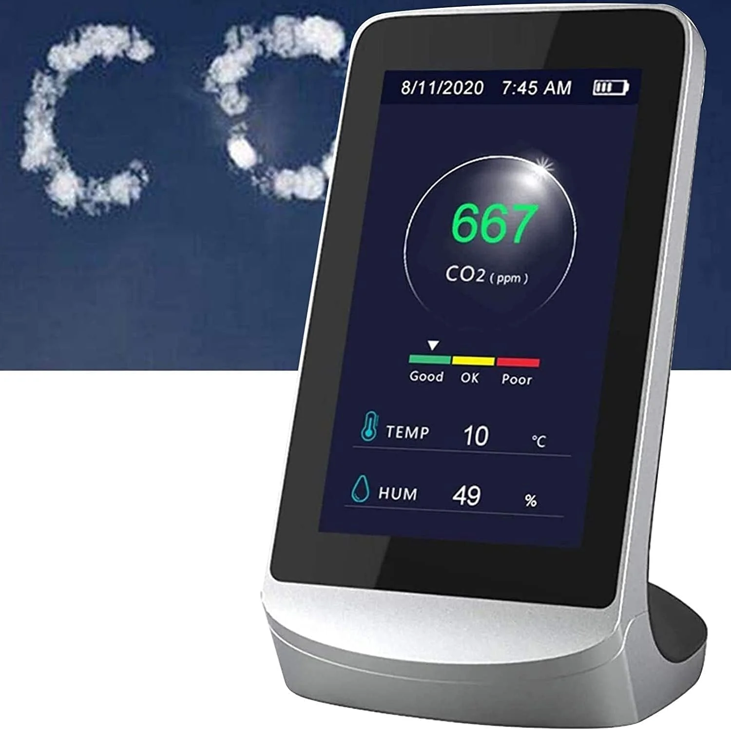 دستگاه سنجش کیفیت هوا SVASTY، مانیتور CO2 خانگی، آشکارساز آلودگی گاز، دی اکسید کربن، سنسور حرفه ای دما و رطوبت، بادوام و واقعی