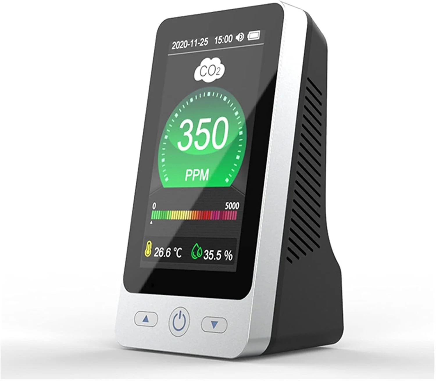 دستگاه سنجش کیفیت هوا SVASTY، ابزار چند منظوره تشخیص کیفیت هوای داخل خانه، دستگاه تشخیص دی اکسید کربن و ذرات معلق PM2.5، نمایشگر دما و رطوبت