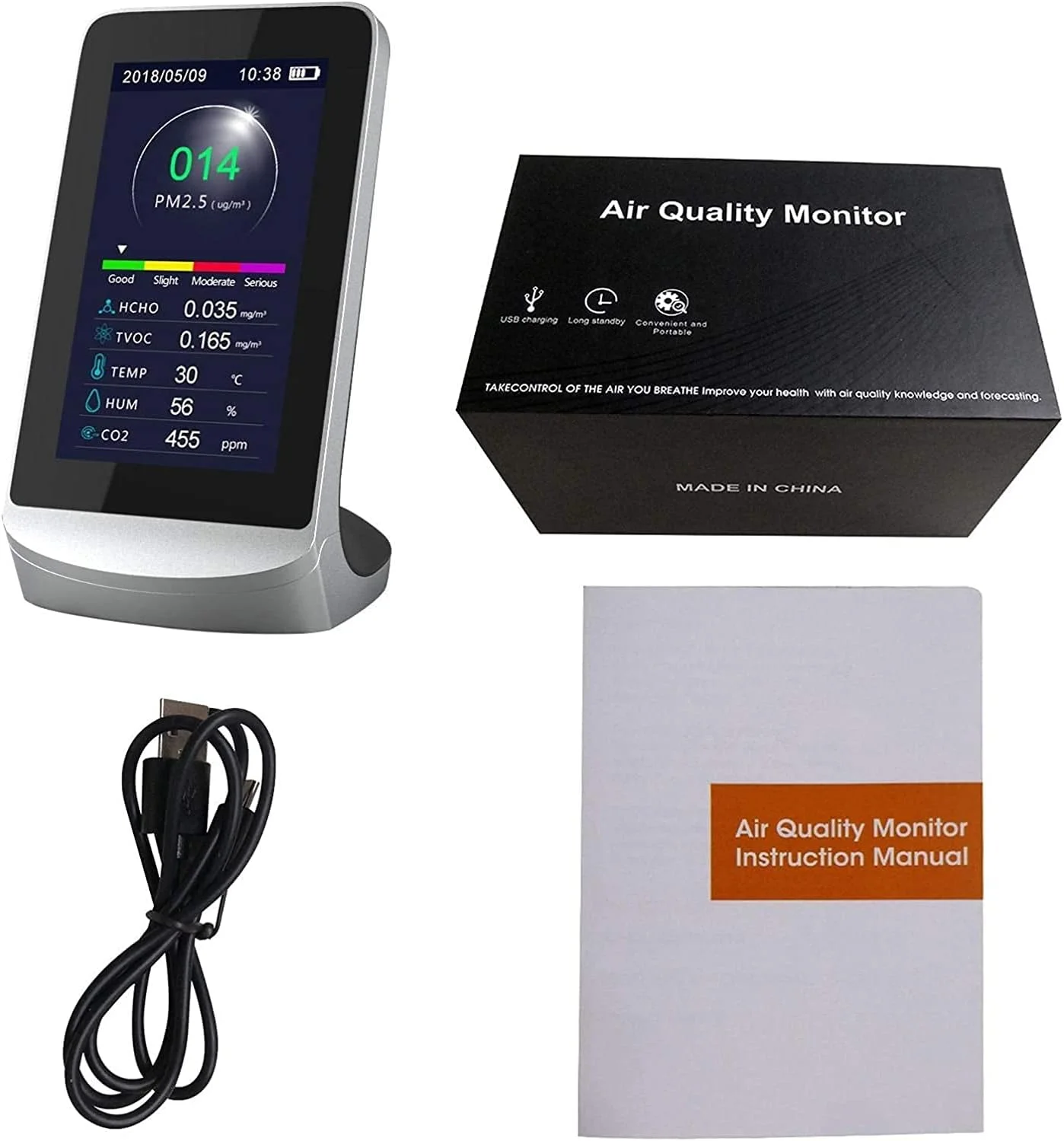 دستگاه سنجش کیفیت هوا SVASTY، ردیاب چند منظوره فرمالدهید، دماسنج و سنسور، تشخیص ذرات PM2.5/PM10/PM1.0، تست گازهای داخل ساختمان