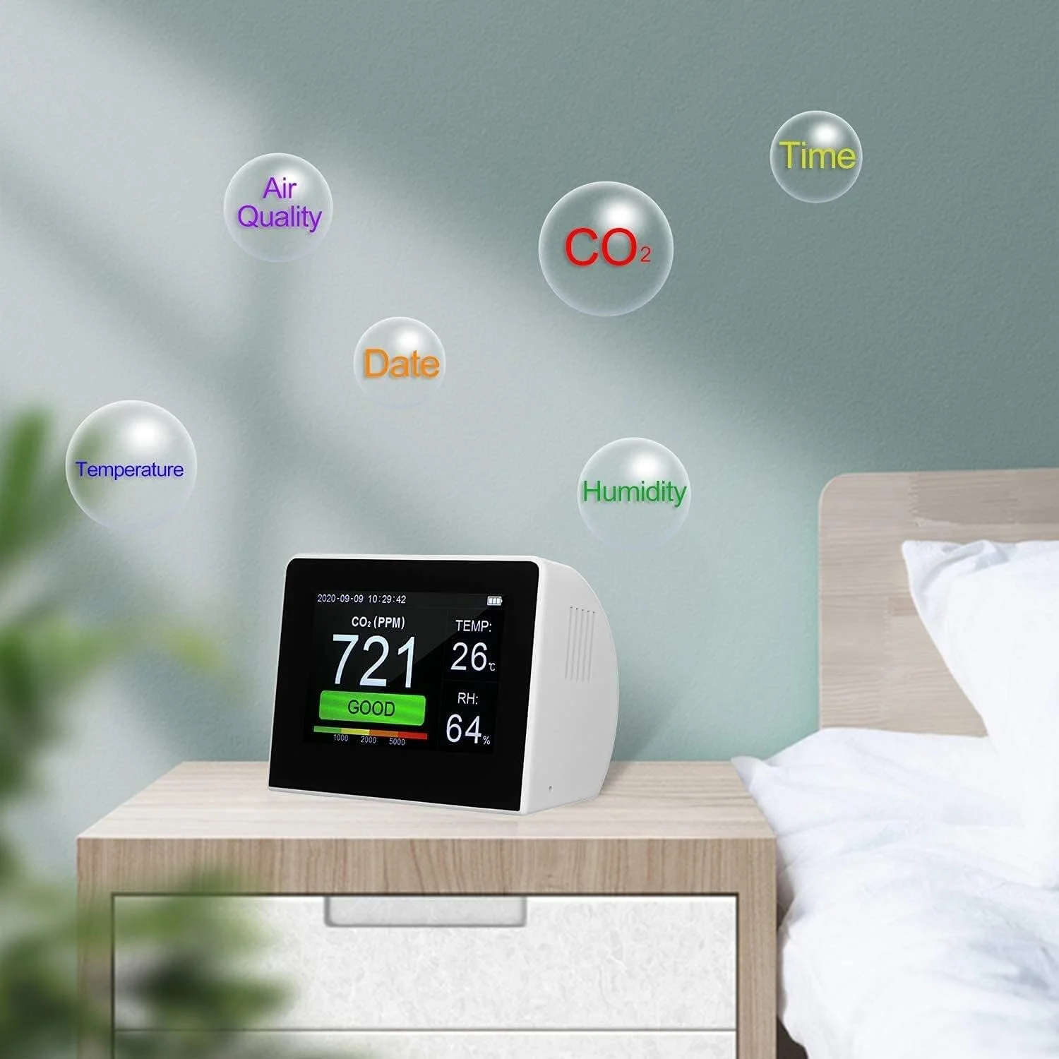 دستگاه سنجش کیفیت هوا 3 در 1 SVASTY، مانیتور دما و رطوبت، تستر CO2 داخلی/خارجی، تستر 3.5 اینچی