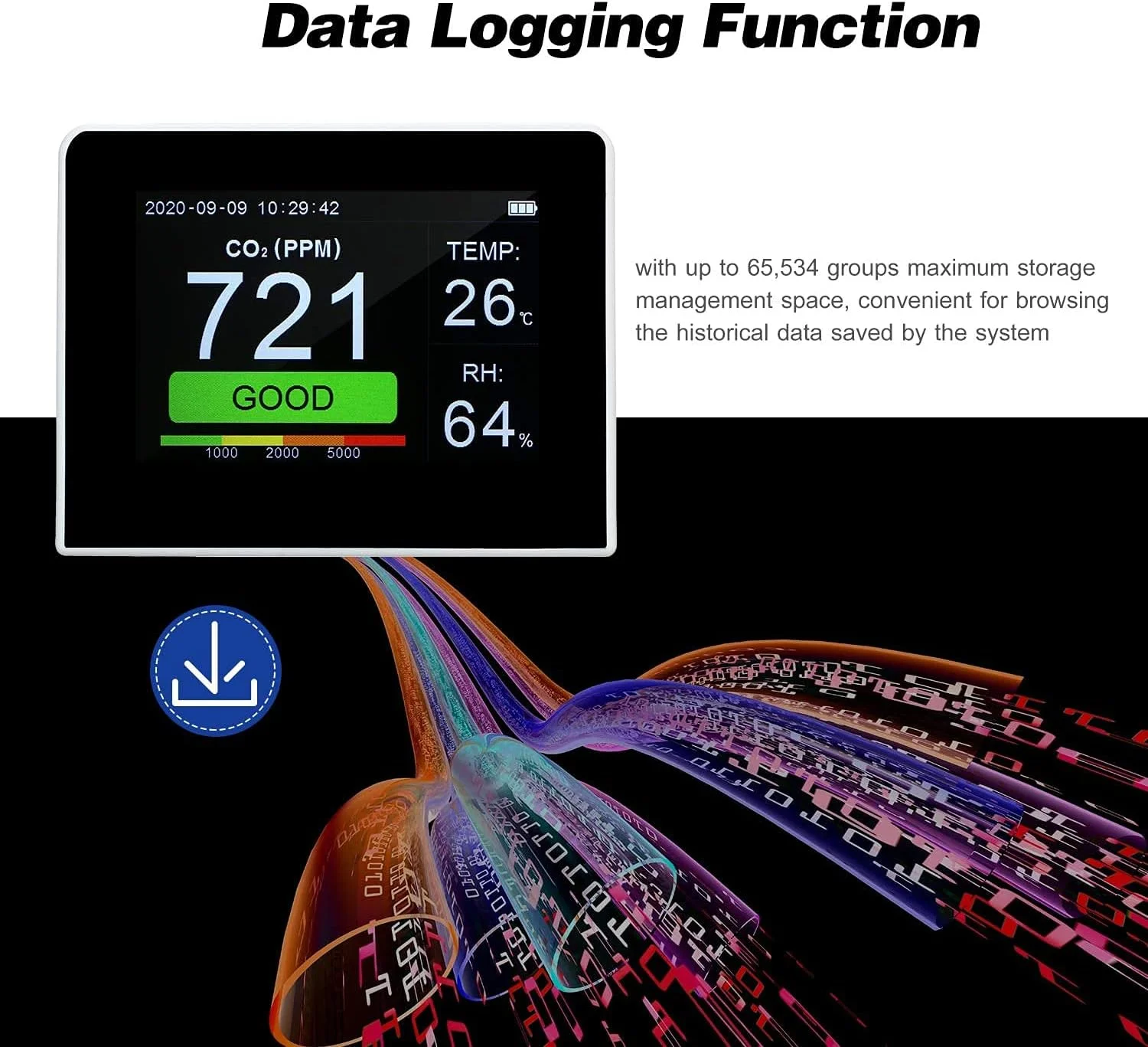 دستگاه سنجش کیفیت هوا 3 در 1 SVASTY، مانیتور دما و رطوبت، تستر CO2 داخلی/خارجی، تستر 3.5 اینچی