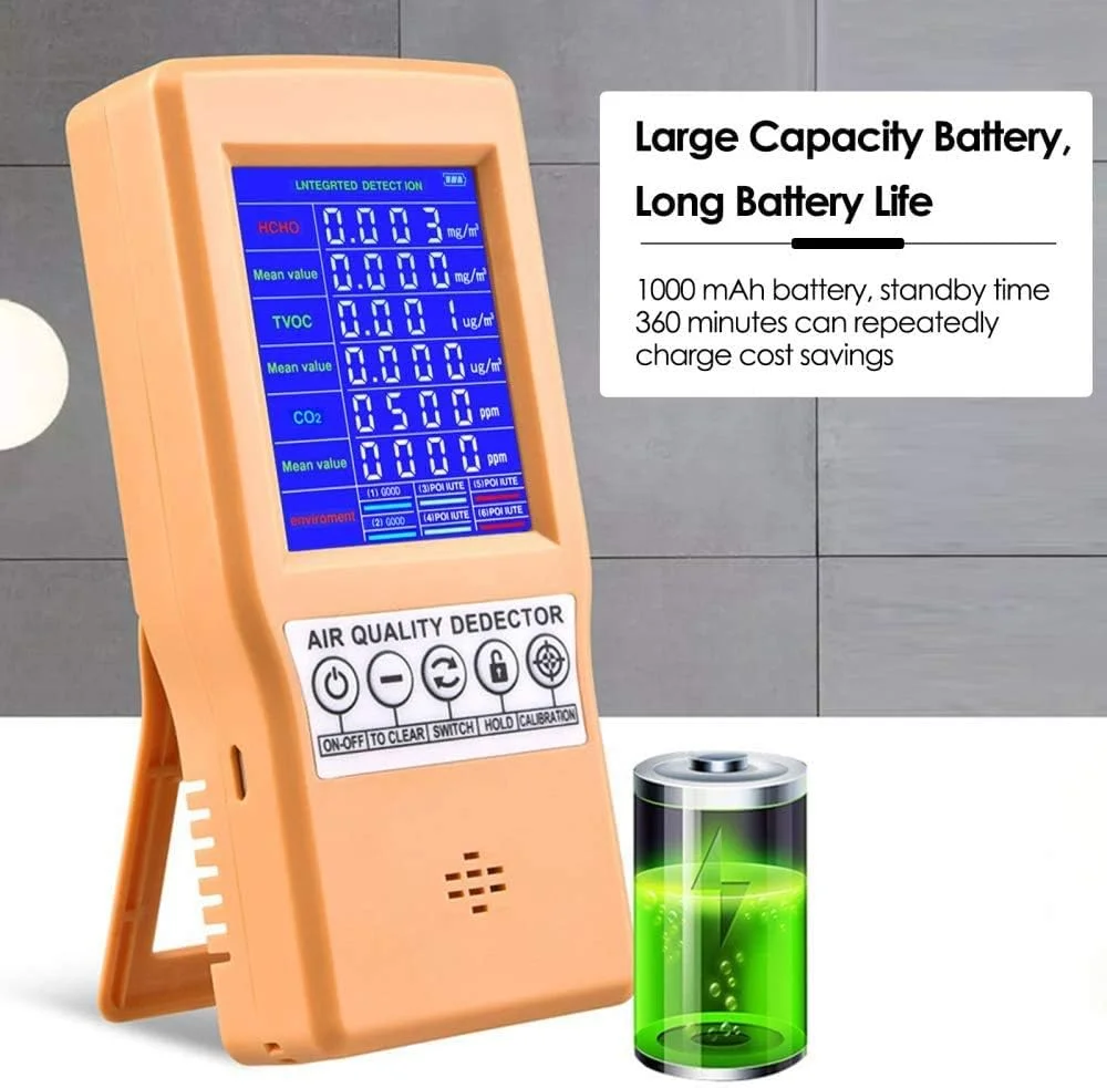 دستگاه سنجش کیفیت هوا SVASTY، مانیتور گاز فرمالدئید TVOC HCHO CO2، آنالایزر هوای دیجیتال قابل حمل، سنسور گرد و غبار، دستگاه تشخیص آلودگی هوا