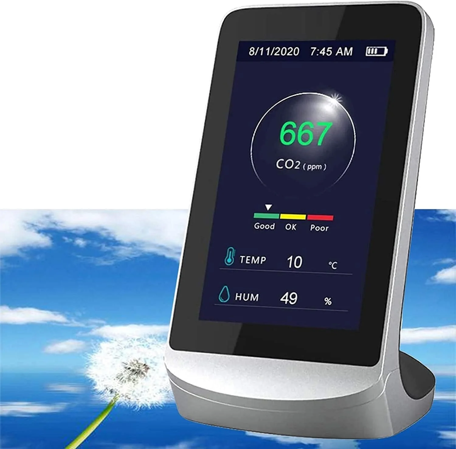 دستگاه سنجش دی اکسید کربن SVASTY، ابزار چند منظوره برای اندازه گیری دی اکسید کربن، دما و رطوبت، مانیتور کیفیت هوا با دوام