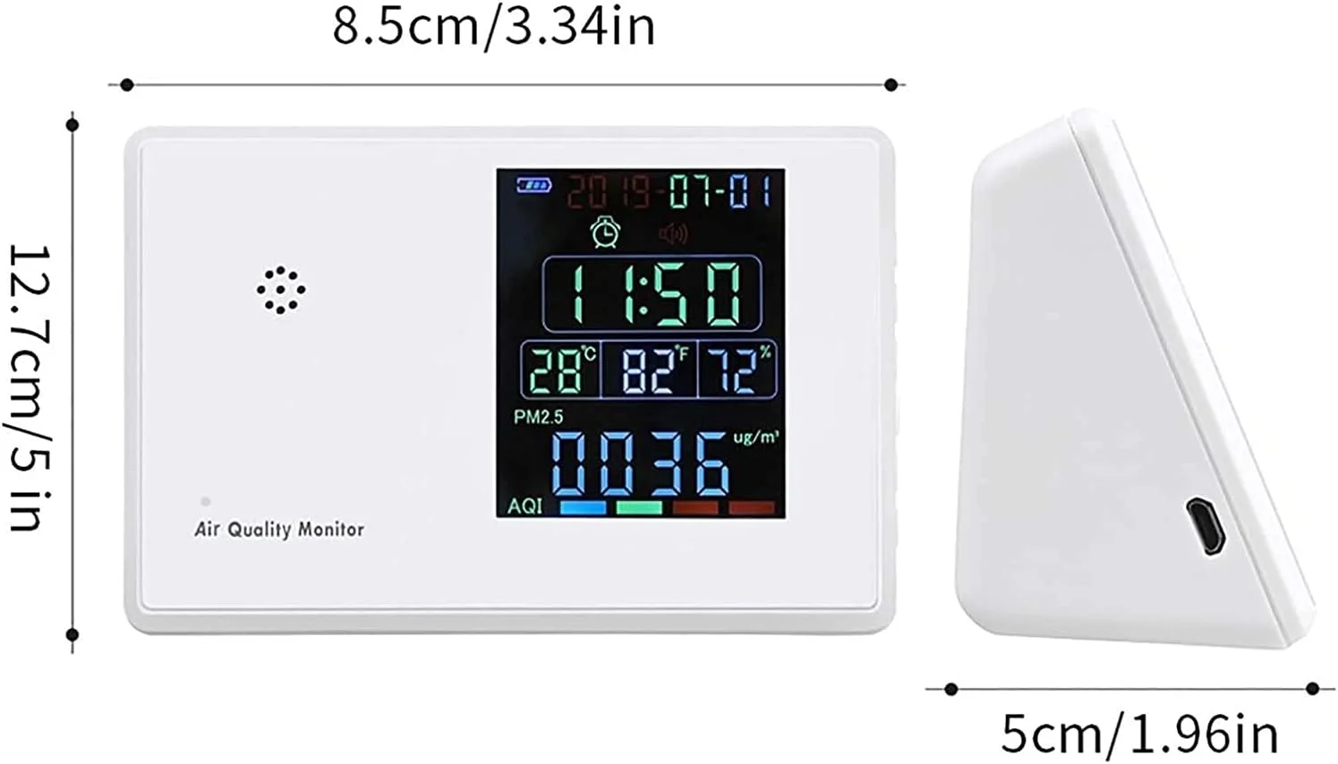 دستگاه تشخیص دی اکسید کربن داخلی SVASTY با صفحه نمایش TFT HD، مانیتور کیفیت هوا، سنسور، تستر؛ تشخیص و تست آلودگی داخلی، PM2.5، CO2، دما و رطوبت