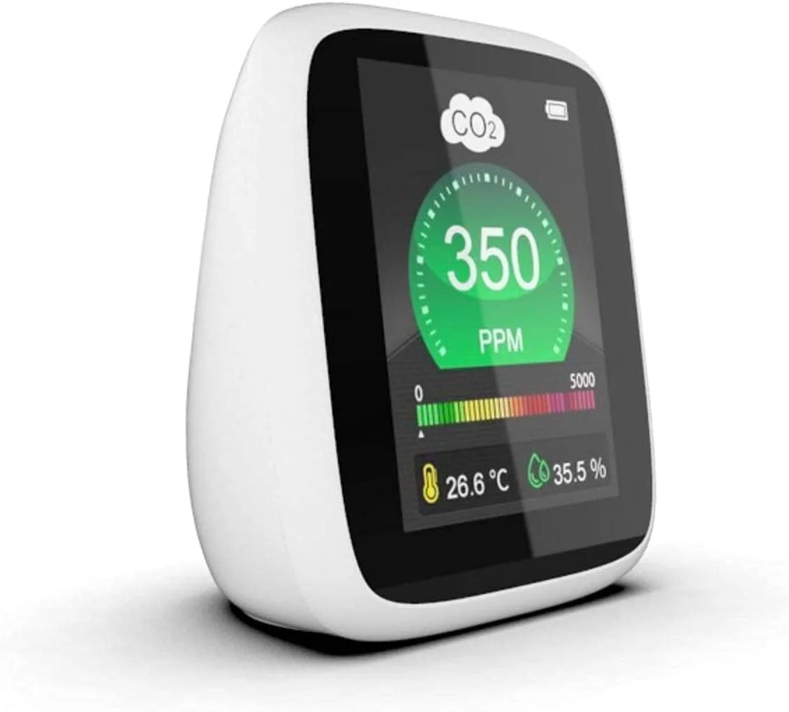 دستگاه تشخیص کیفیت هوا SVASTY، مانیتور دیجیتال دما و رطوبت داخلی، نمایشگر LCD، دستگاه تشخیص دی اکسید کربن، حسگر آلودگی