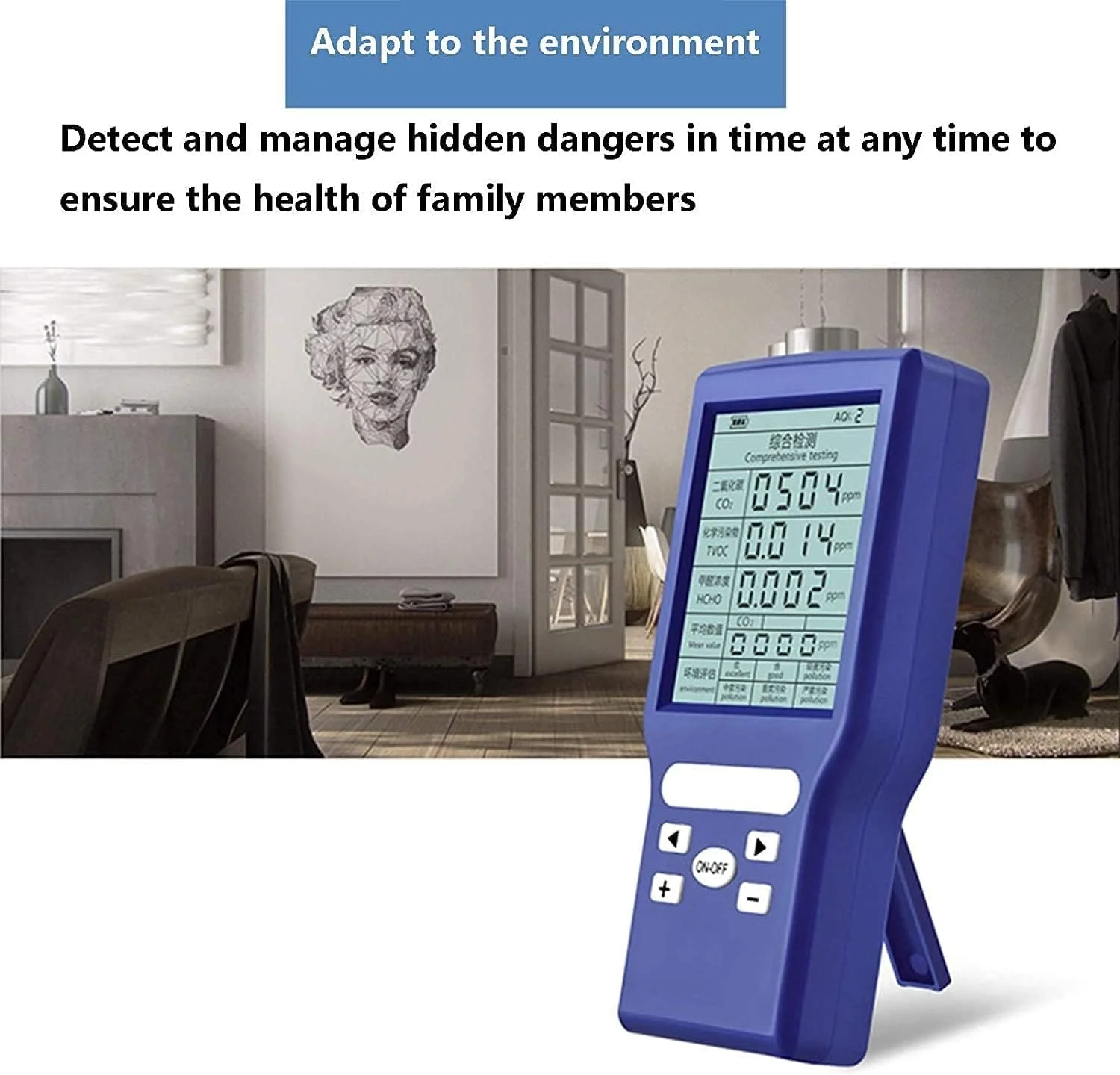 دستگاه تشخیص فرمالدئید SVASTY، دستگاه تشخیص کیفیت هوای آبی، مانیتور آنالیزور گاز با صفحه نمایش LCD دیجیتال، سنجش کیفیت هوا برای تسترهای داخلی و خارجی خانه
