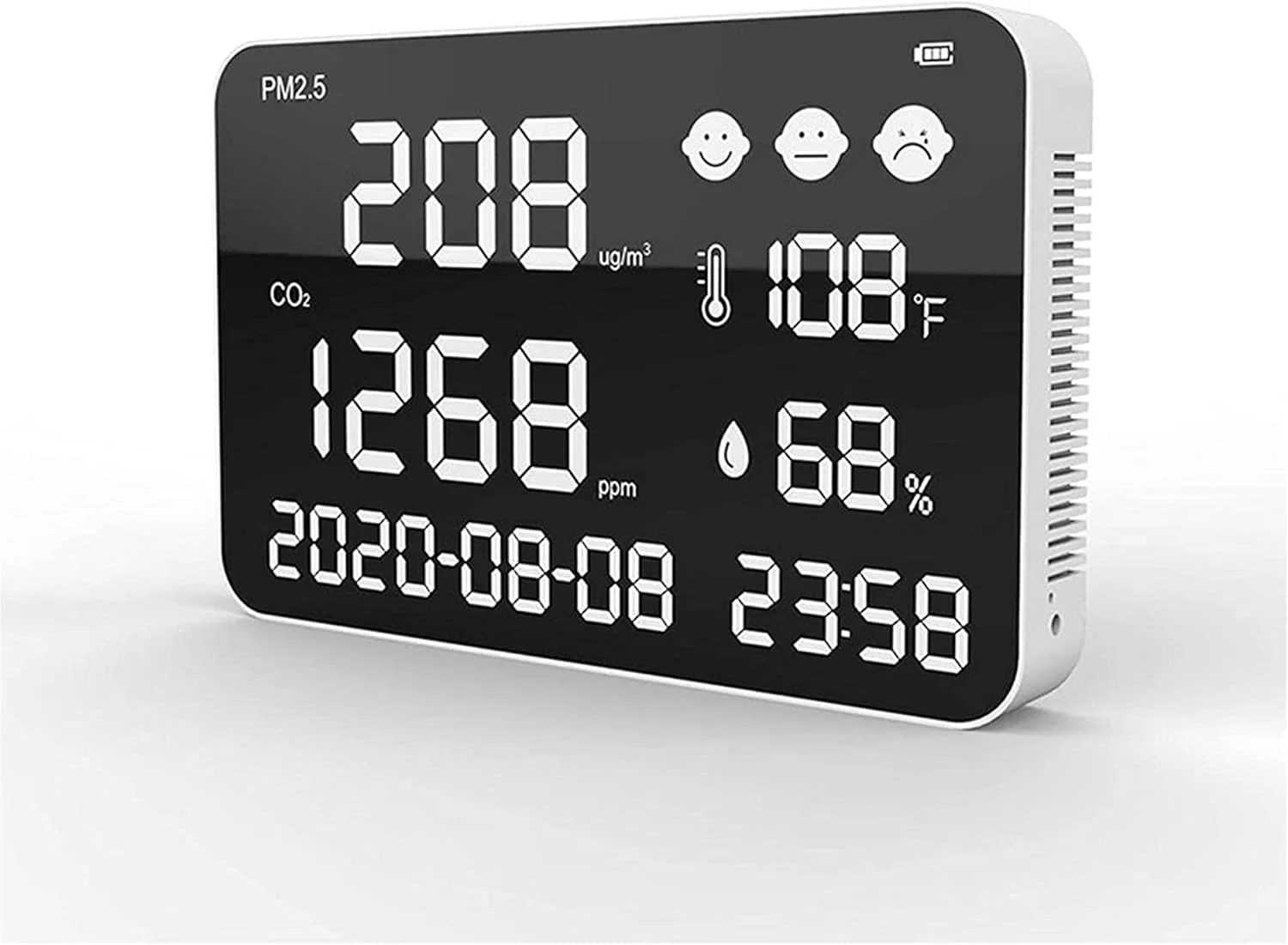 دستگاه تشخیص کیفیت هوا SVASTY، نصب دیواری، مانیتور دی اکسید کربن PM2.5، نمایشگر دیجیتال LED، دستگاه تشخیص دما و رطوبت، بادوام