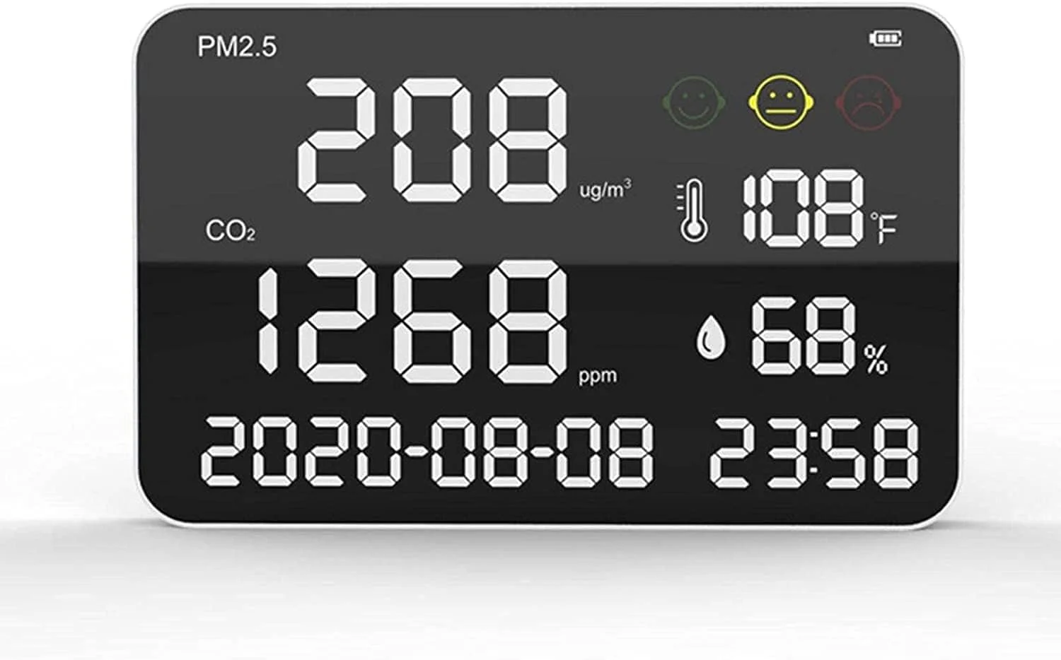 دستگاه تشخیص کیفیت هوا SVASTY، نصب دیواری، مانیتور دی اکسید کربن PM2.5، نمایشگر دیجیتال LED، دستگاه تشخیص دما و رطوبت، بادوام