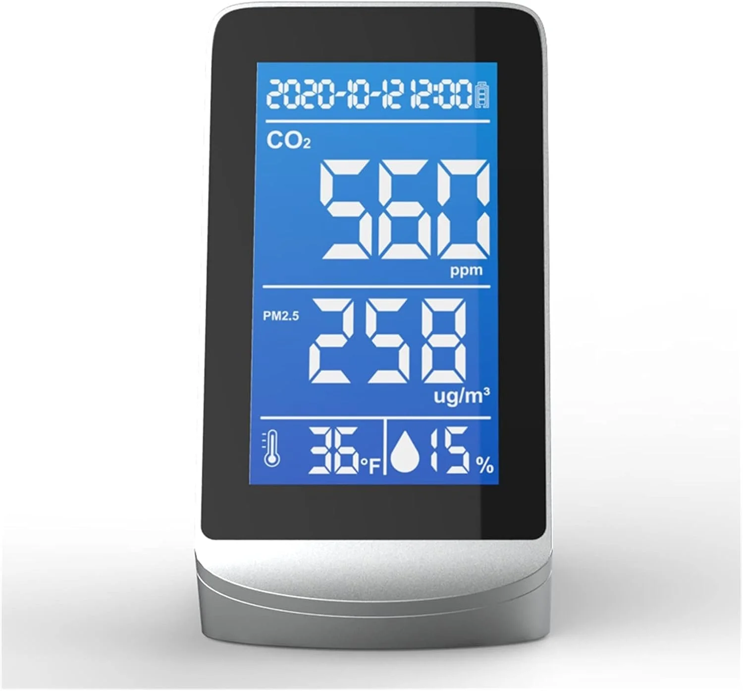 دستگاه سنجش کیفیت هوا SVASTY، ردیاب دی اکسید کربن داخلی، تشخیص انگلیسی CO2 PM2.5 دما و رطوبت اروپا، ژاپن، آلمان