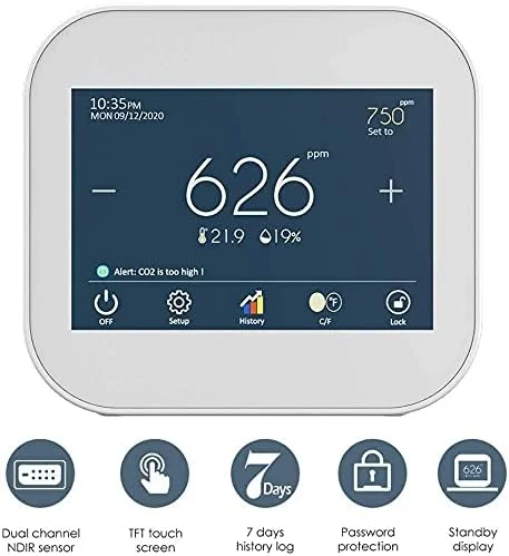 دستگاه سنجش کیفیت هوا SVASTY، ردیاب CO2 با سنسور NDIR دو کاناله، کنترل دما و رطوبت، تستر دقیق گرد و غبار بسیار ریز، مانیتور صفحه نمایش LCD