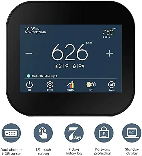 دستگاه سنجش کیفیت هوا SVASTY، ردیاب CO2 با سنسور NDIR دو کاناله، کنترل دما و رطوبت RH، تستر دقیق گرد و غبار بسیار ریز، مانیتور صفحه نمایش LCD دستگاه سنجش کیفیت هوا SVASTY، ردیاب CO2 با سنسور NDIR دو کاناله، کنترل دما و رطوبت RH، تستر دقیق گرد و غبار بسیار ریز، مانیتور صفحه نمایش LCD