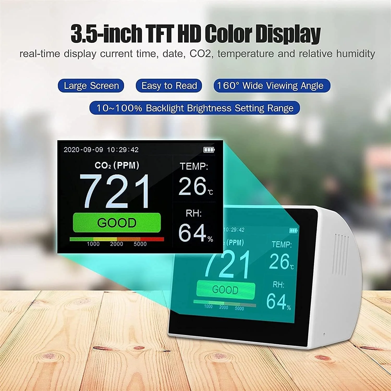 آنالایزر ردیاب گاز SVASTY، ردیاب کیفیت هوا، مانیتور دما و رطوبت، تستر CO2 داخلی/خارجی، تستر رطوبت سنج دیجیتال