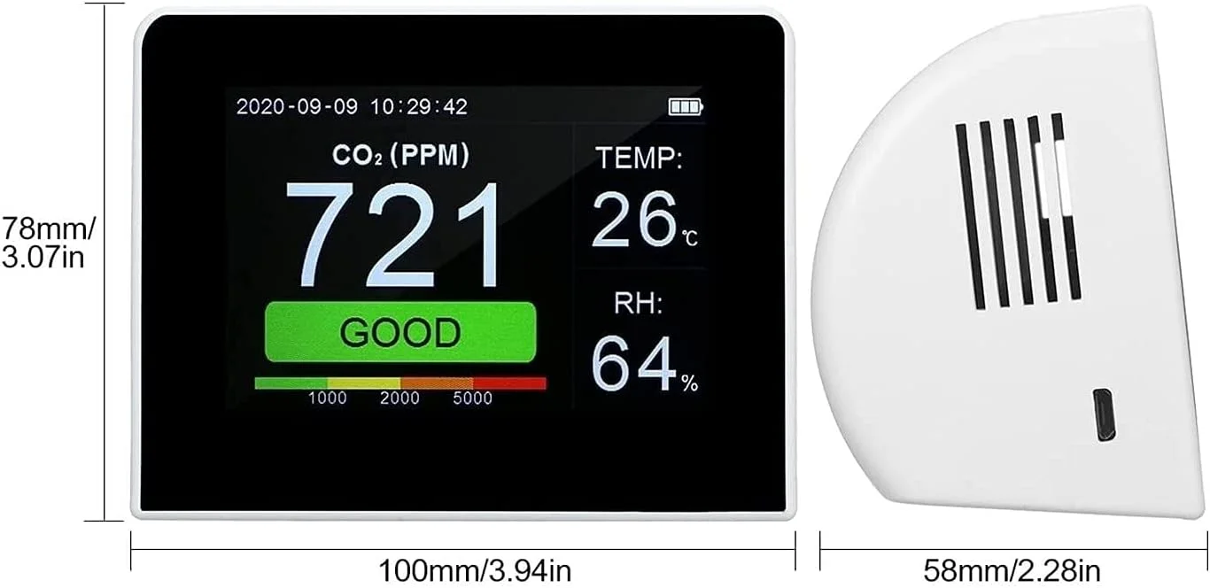 آنالایزر ردیاب گاز SVASTY، ردیاب کیفیت هوا، مانیتور دما و رطوبت، تستر CO2 داخلی/خارجی، دماسنج رطوبت سنج دیجیتال با دوام