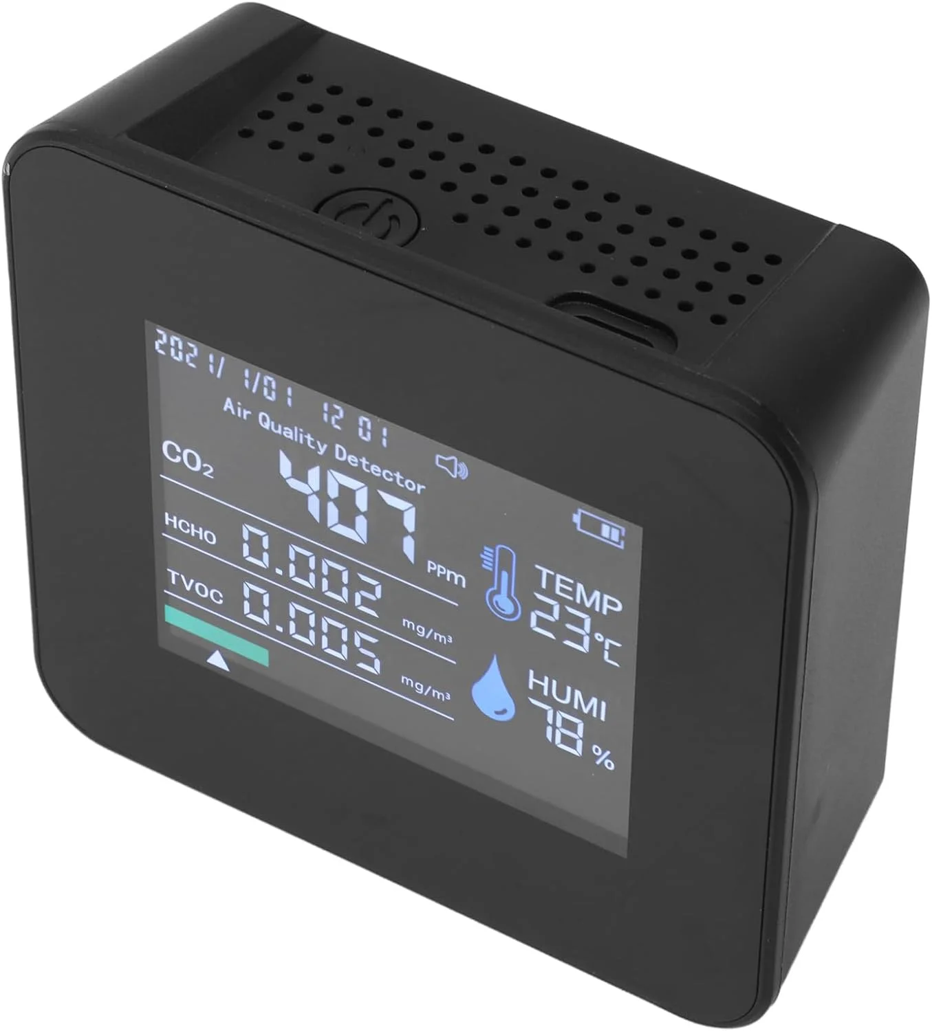 مانیتور کیفیت هوای داخلی 9 در 1 Sunisfa برای سنجش PM2.5، PM10، PM1.0، CO2، HCHO، TVOC، دما، رطوبت و زمان