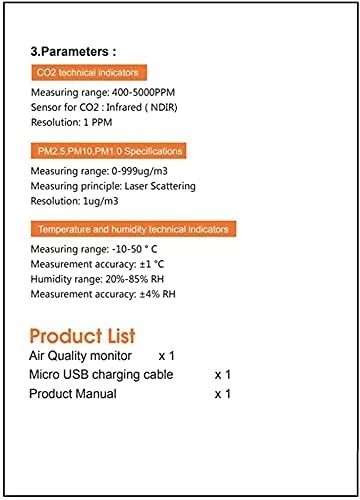 دستگاه سنجش دی اکسید کربن SVASTY 400-5000ppm، مانیتور کیفیت هوا، دما و رطوبت نسبی، سنسور NDIR