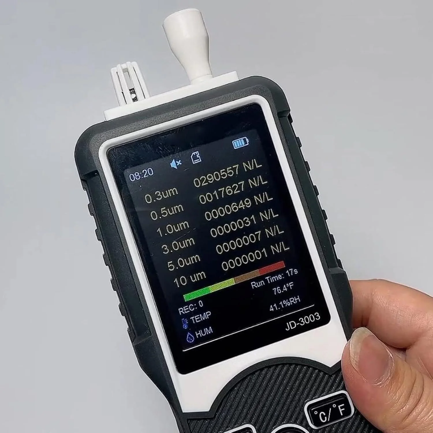 مانیتور کیفیت هوا سوراندی، سرعت تست سریع شمارنده ذرات گرد و غبار حرفه ای، تستر ذرات معلق، آشکارساز کیفیت هوا برای داخل و خارج از منزل