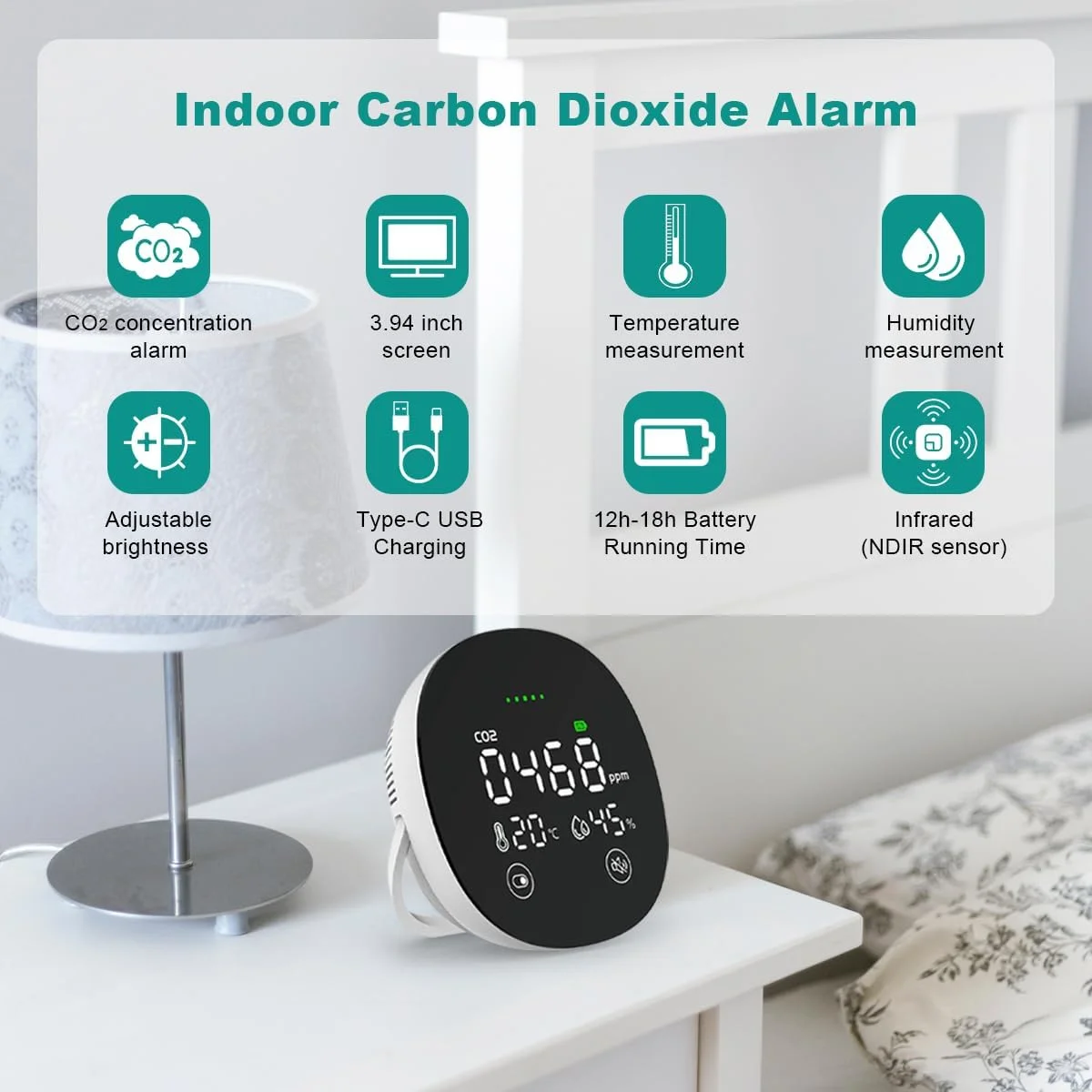 دستگاه تشخیص دی اکسید کربن SPREADTRON، تستر دما و رطوبت و PPM با سنسور NDIR، تستر دیجیتال قابل حمل برای خانه و خودرو، کاربری آسان