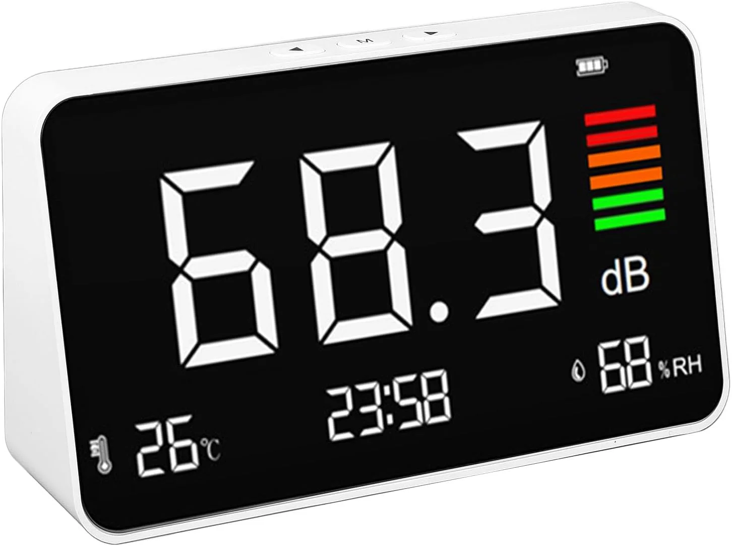 صداسنج سانیسفا، مانیتورینگ سطح نویز در زمان واقعی با تشخیص دما و رطوبت برای خانه، مدرسه، دفتر، صداسنج دیجیتال رومیزی با نور پس زمینه LCD، 30-130dBA